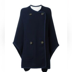 See by Chloe Navy Blue Double-Breasted Cape